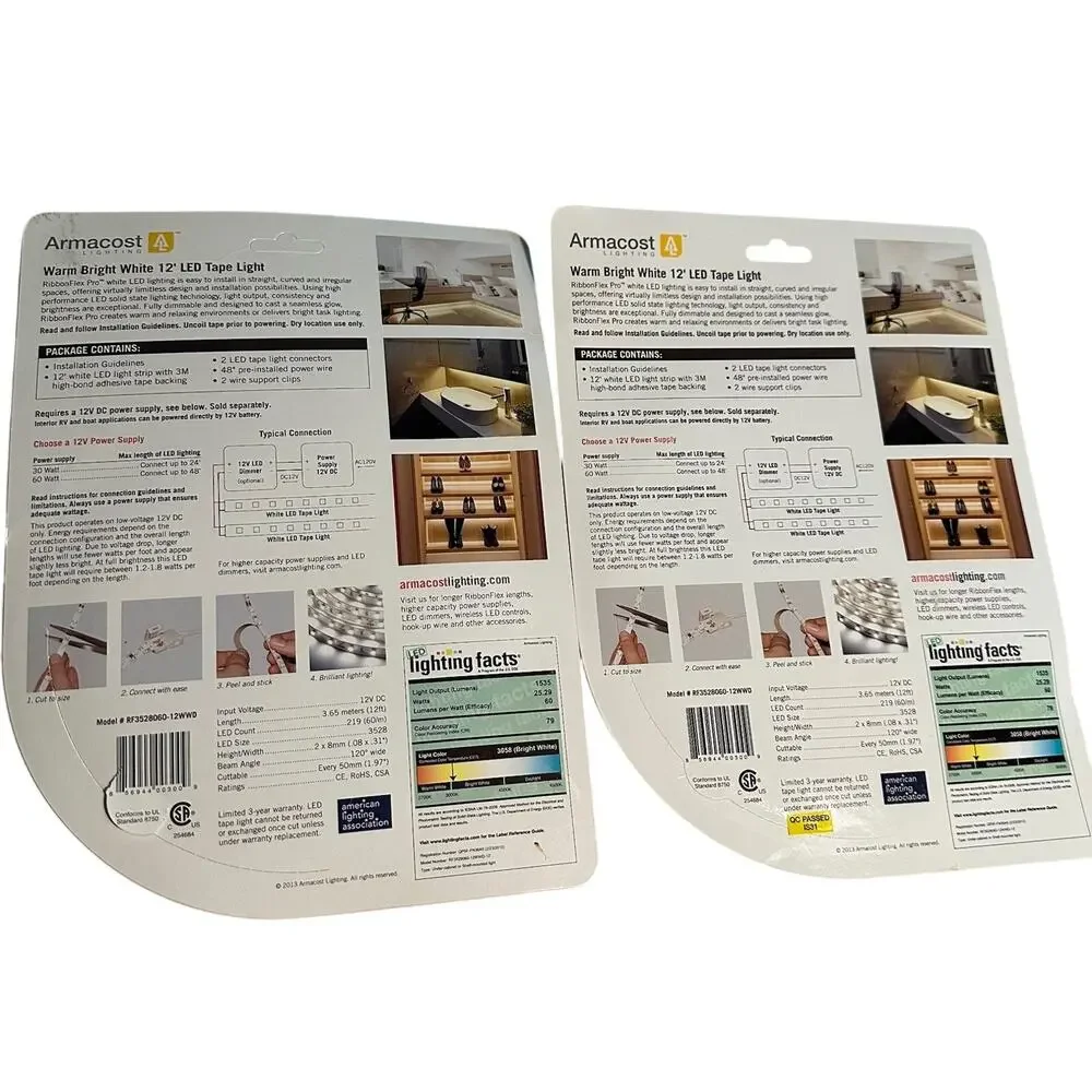 LED Tape Lighting 12', LED Power Supply, 2 in 1 LED Dimmer TWO PKG of EACH READ